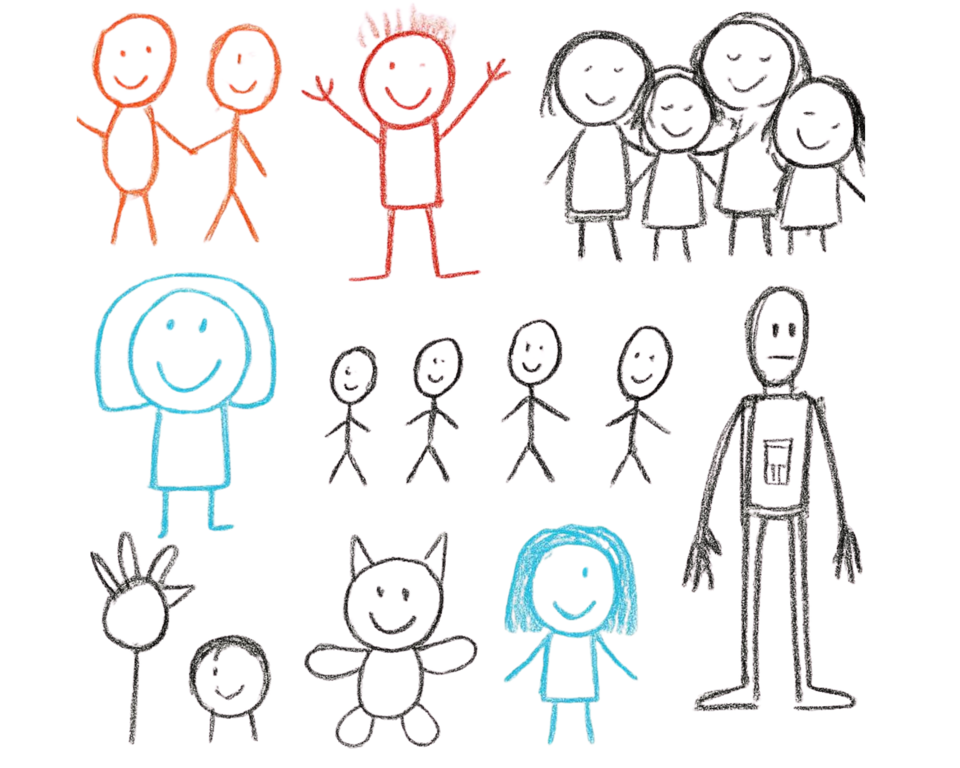 Schülerzeichnungen zum Thema "Gemeinsam" (AI enhanced by Canva)